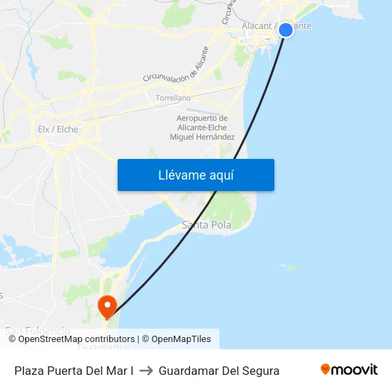 Plaza Puerta Del Mar I to Guardamar Del Segura map