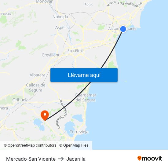 Mercado-San Vicente to Jacarilla map