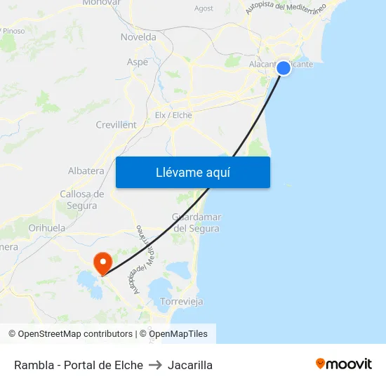 Rambla - Portal de Elche to Jacarilla map