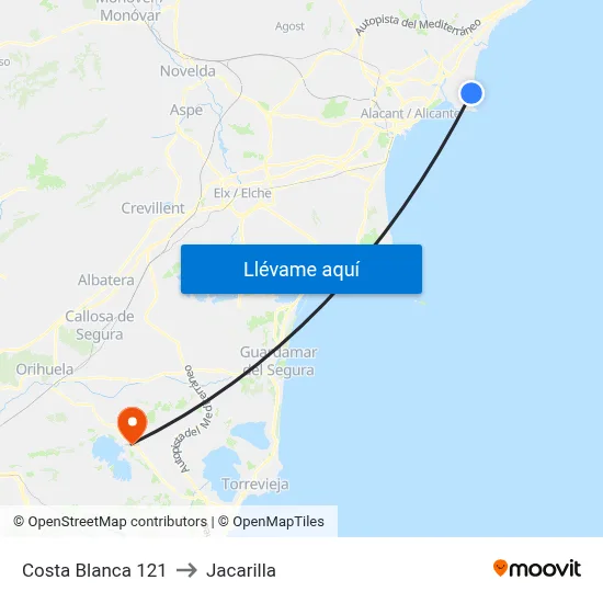 Costa Blanca 121 to Jacarilla map