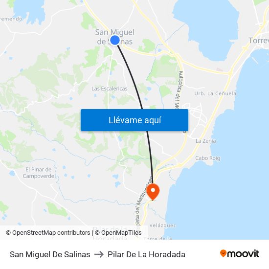 San Miguel De Salinas to Pilar De La Horadada map