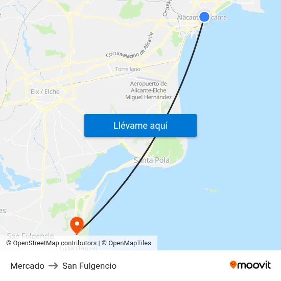 Mercado to San Fulgencio map