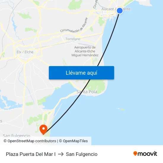 Plaza Puerta Del Mar I to San Fulgencio map