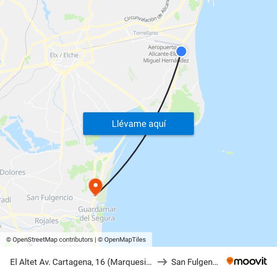 El Altet Av. Cartagena, 16 (Marquesina) to San Fulgencio map