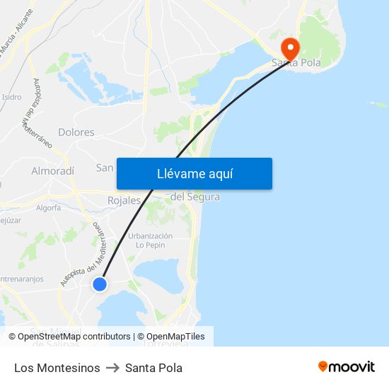 Los Montesinos to Santa Pola map