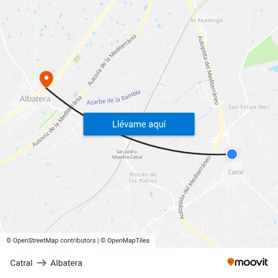 Catral to Albatera map