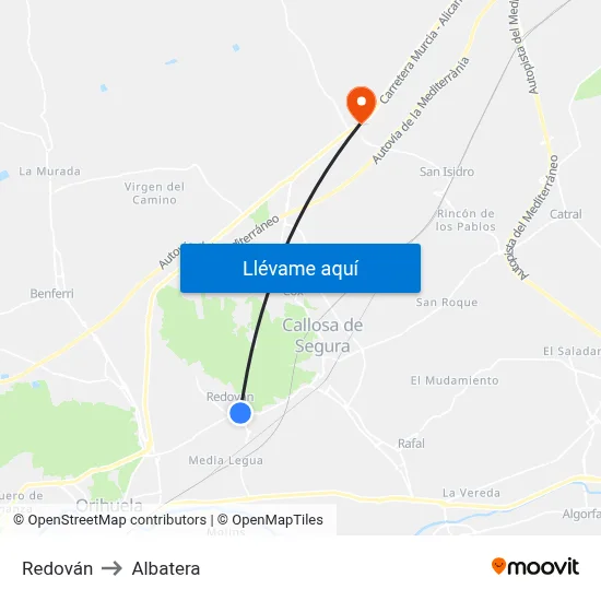 Redován to Albatera map