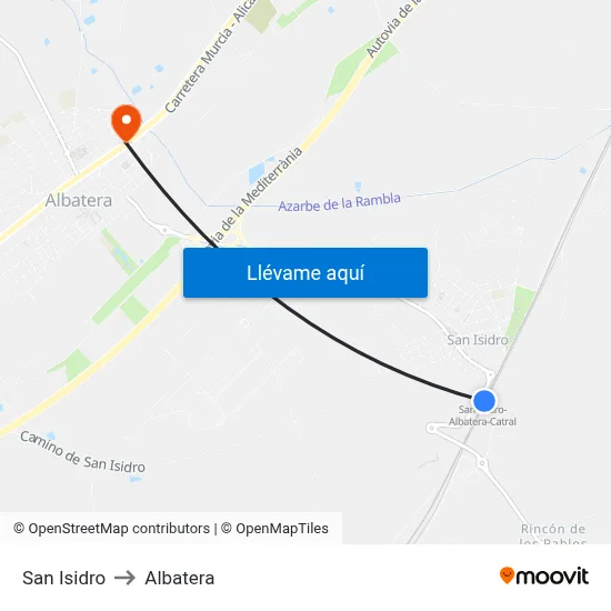San Isidro to Albatera map