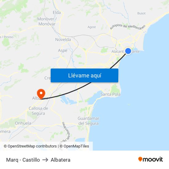 Marq - Castillo to Albatera map