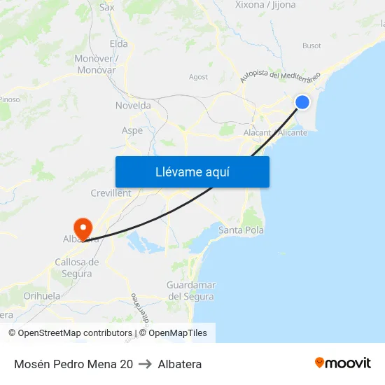 Mosén Pedro Mena 20 to Albatera map