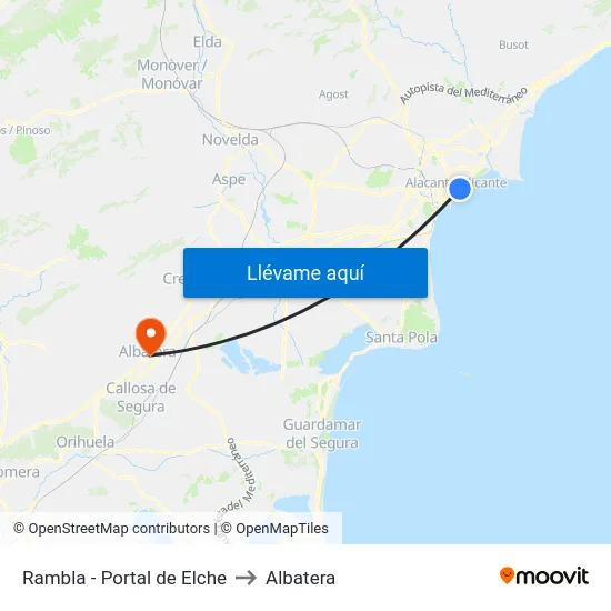 Rambla - Portal de Elche to Albatera map