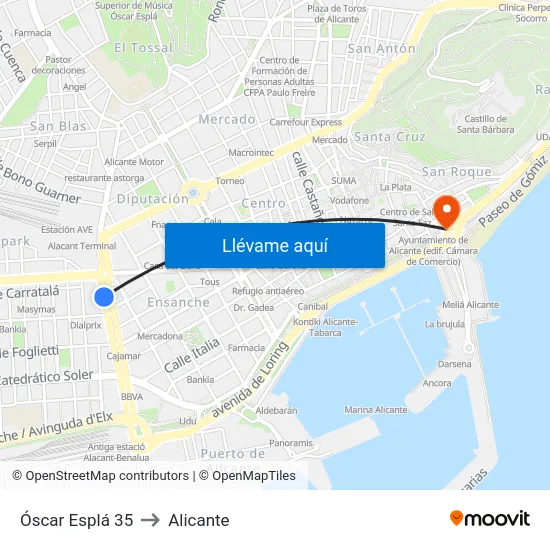 Óscar Esplá 35 to Alicante map