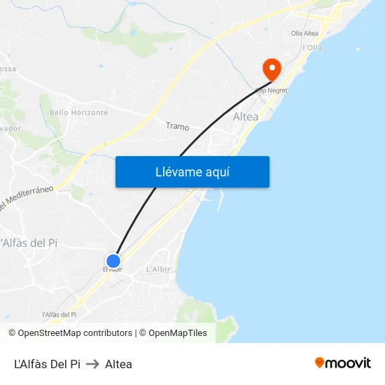 L'Alfàs Del Pi to Altea map