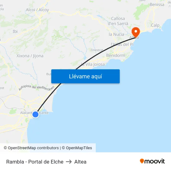 Rambla - Portal de Elche to Altea map