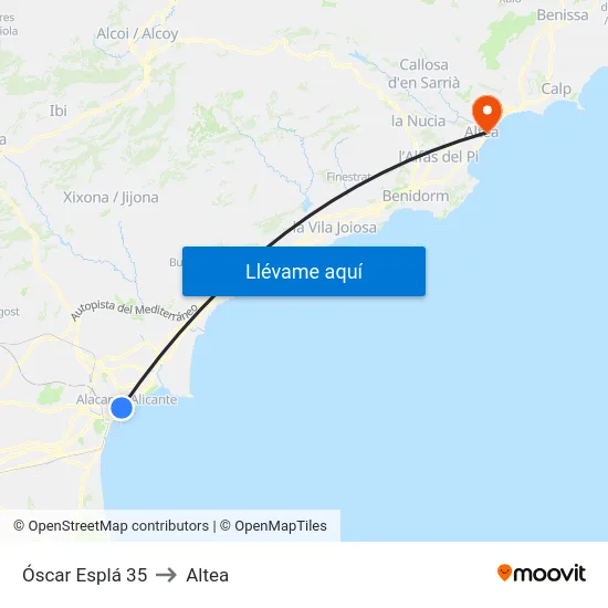 Óscar Esplá 35 to Altea map