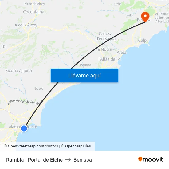 Rambla - Portal de Elche to Benissa map