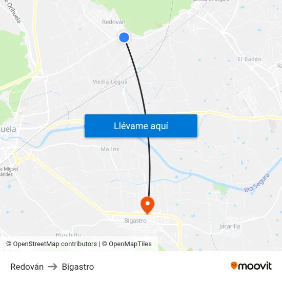 Redován to Bigastro map
