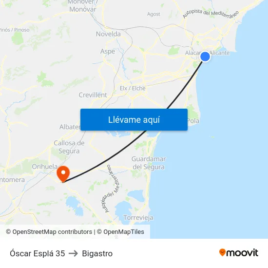 Óscar Esplá 35 to Bigastro map
