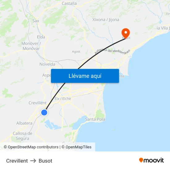 Crevillent to Busot map
