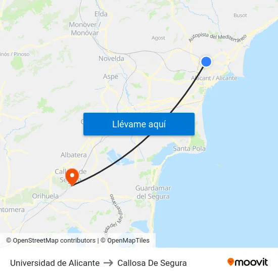 Universidad de Alicante to Callosa De Segura map