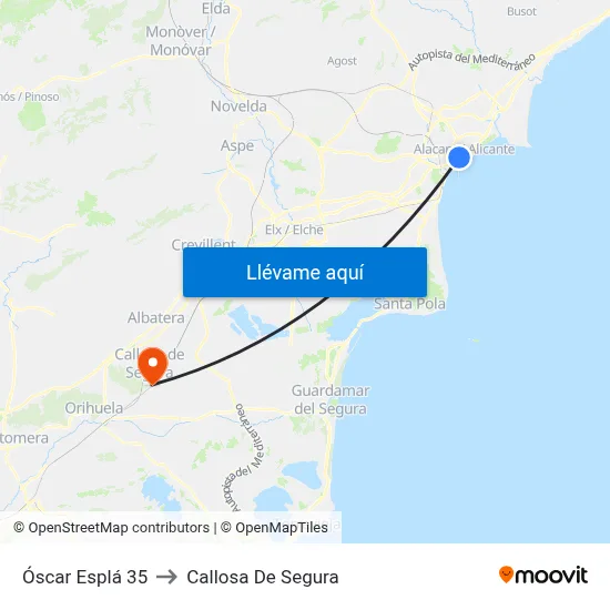 Óscar Esplá 35 to Callosa De Segura map