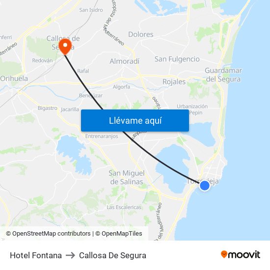 Hotel Fontana to Callosa De Segura map