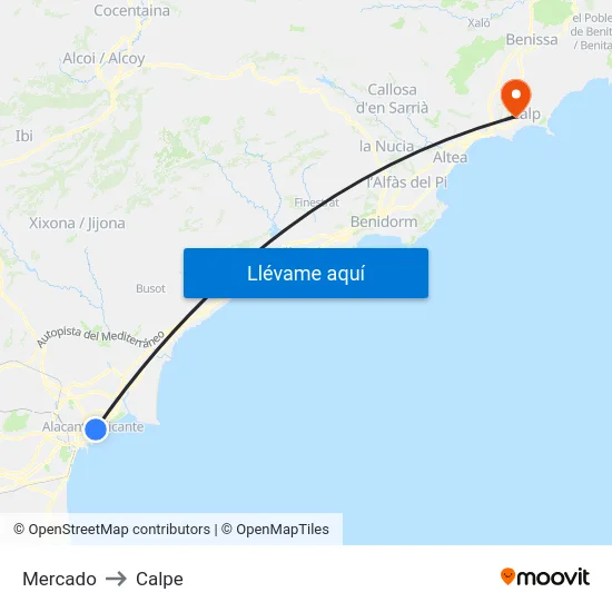 Mercado to Calpe map