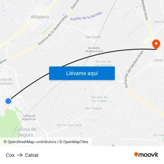 Cox to Catral map