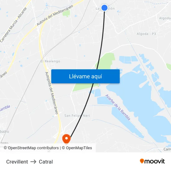 Crevillent to Catral map