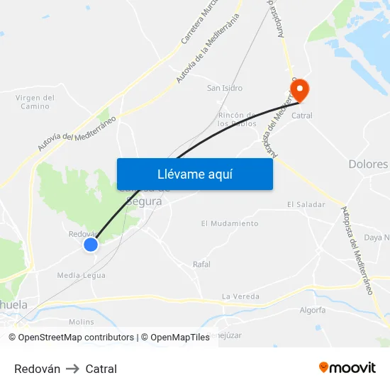 Redován to Catral map