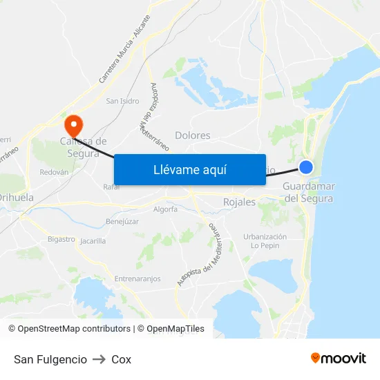 San Fulgencio to Cox map