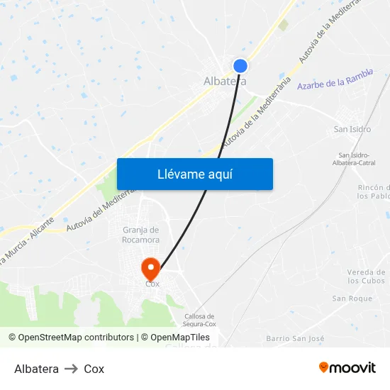 Albatera to Cox map