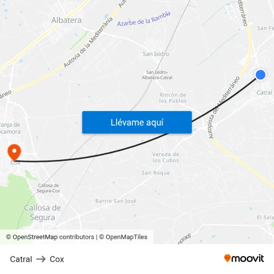 Catral to Cox map