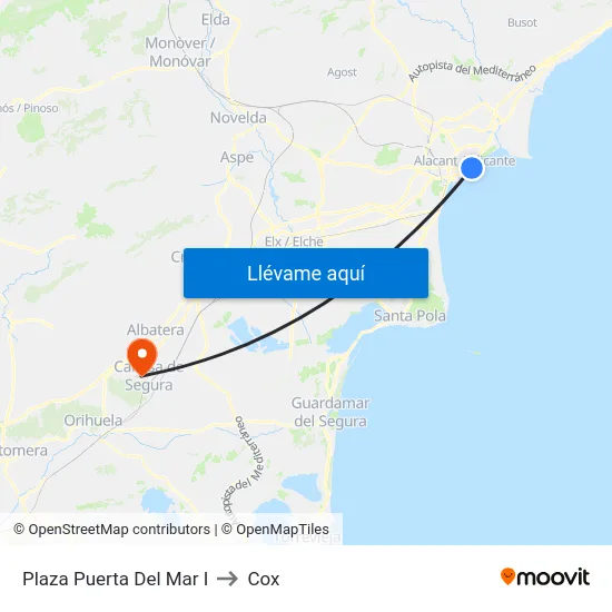 Plaza Puerta Del Mar I to Cox map