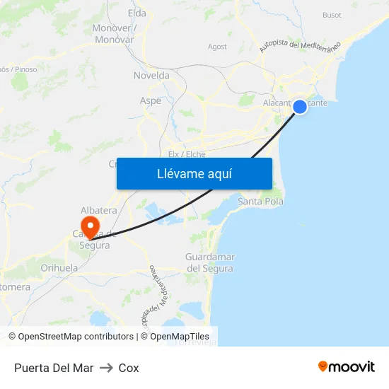 Puerta Del Mar to Cox map