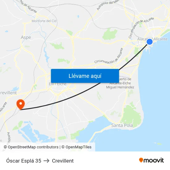 Óscar Esplá 35 to Crevillent map