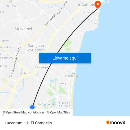 Lucentum to El Campello map