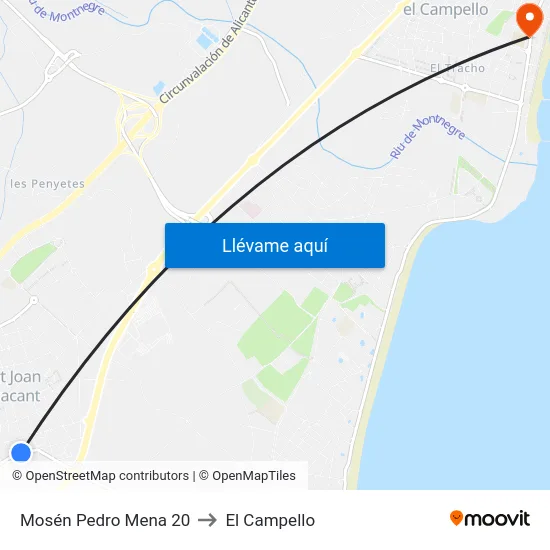 Mosén Pedro Mena 20 to El Campello map