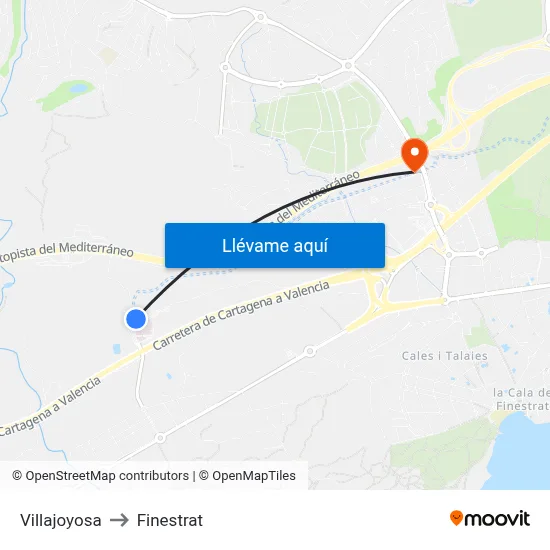 Villajoyosa to Finestrat map