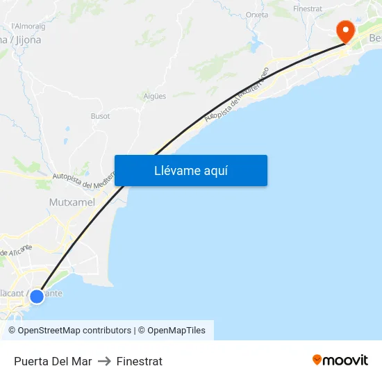 Puerta Del Mar to Finestrat map