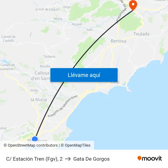 C/ Estación Tren (Fgv), 2 to Gata De Gorgos map