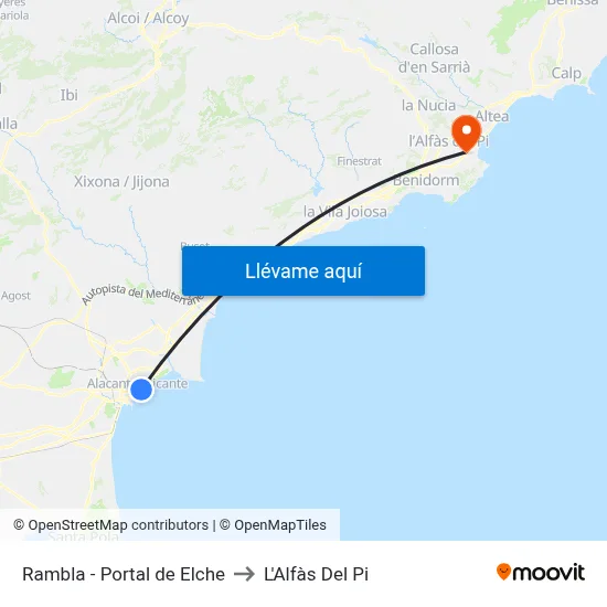 Rambla - Portal de Elche to L'Alfàs Del Pi map