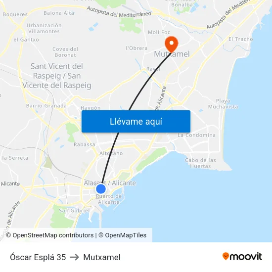 Óscar Esplá 35 to Mutxamel map