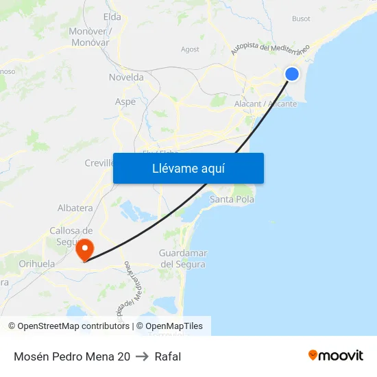 Mosén Pedro Mena 20 to Rafal map