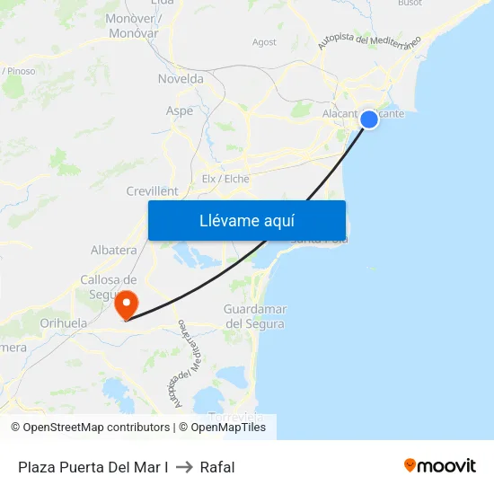 Plaza Puerta Del Mar I to Rafal map