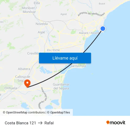 Costa Blanca 121 to Rafal map