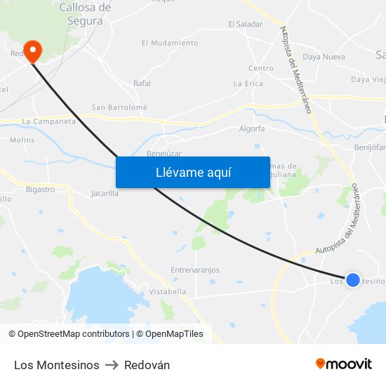 Los Montesinos to Redován map