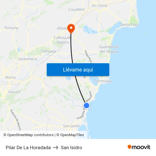 Pilar De La Horadada to San Isidro map
