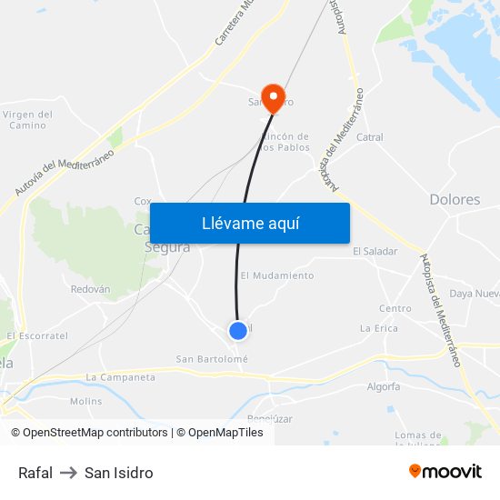 Rafal to San Isidro map