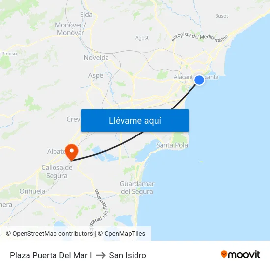 Plaza Puerta Del Mar I to San Isidro map